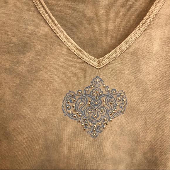 High Sierra Tan Long Sleeve Tee with Reverse Stitching + Delicate Crystals - Picture 3 of 11